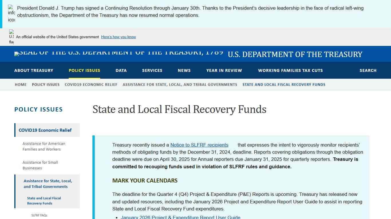 State and Local Fiscal Recovery Funds U.S. Department of the Treasury